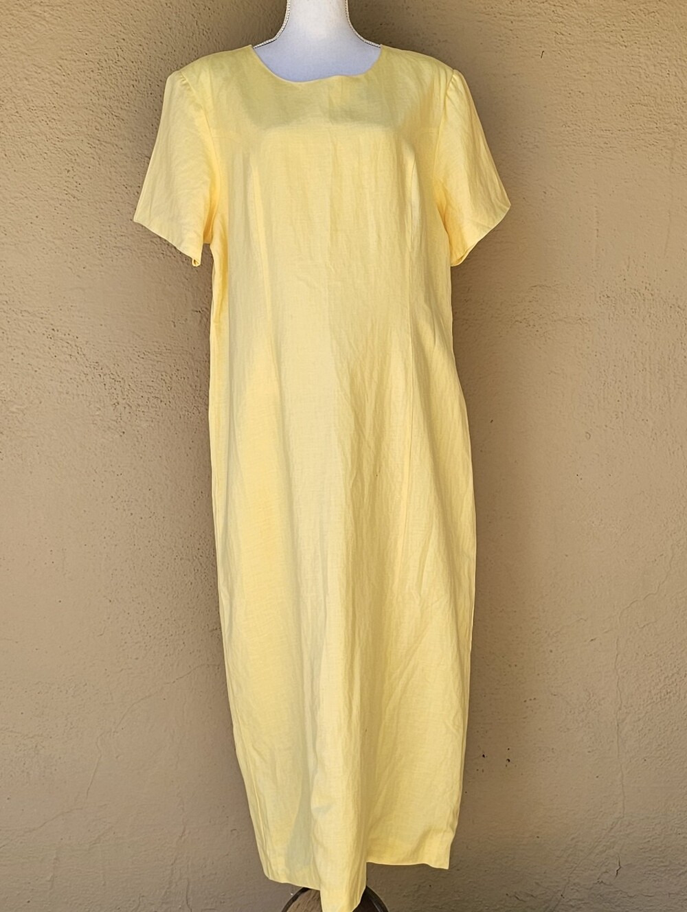 Chadwicks Maxi Linen & Rayon Dress In Canary Yellow Plus Size 18W